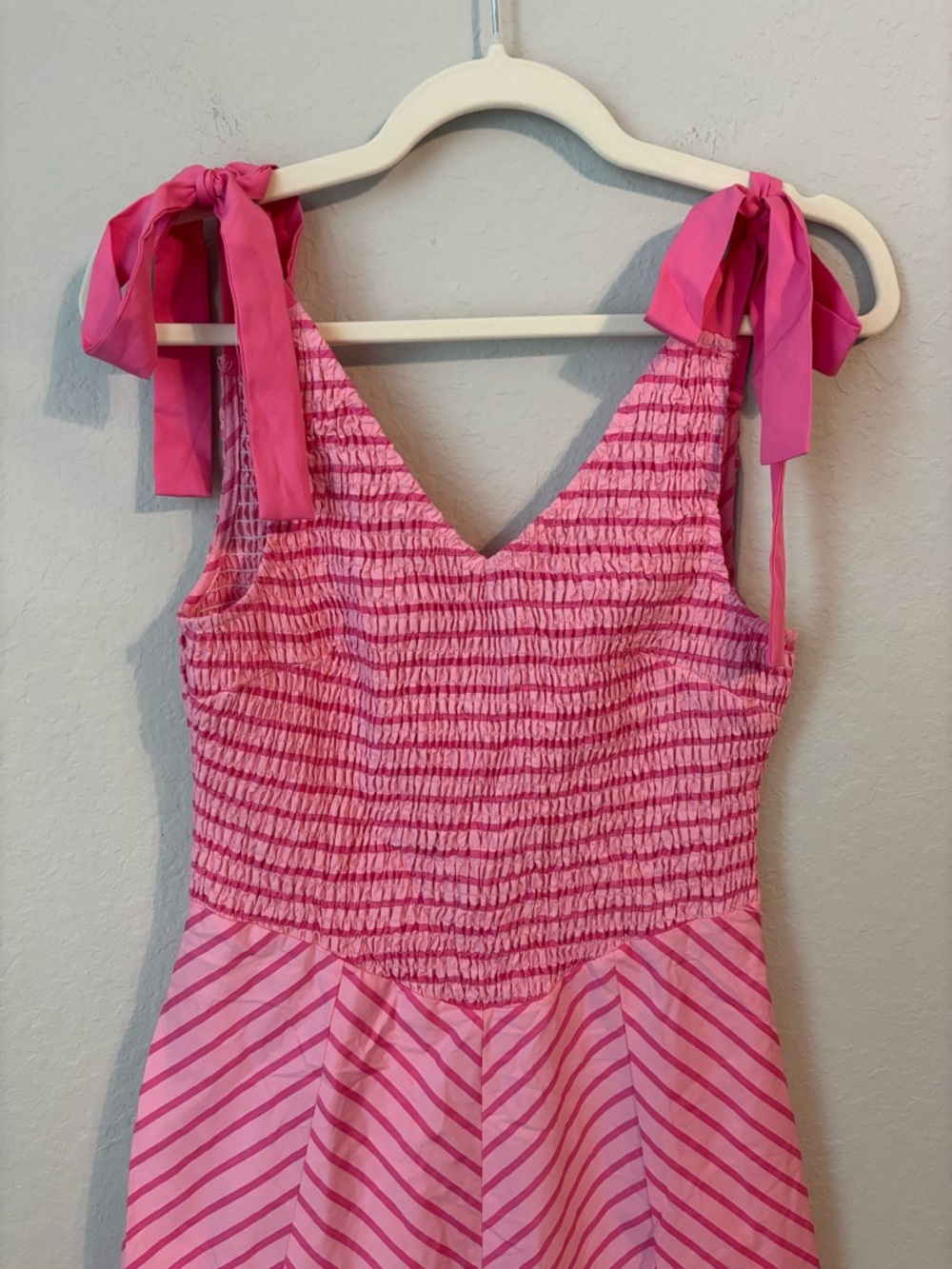 Free People Pink Cecelia Striped Tie-Shoulder Midi Dress - Picture 6 of 8